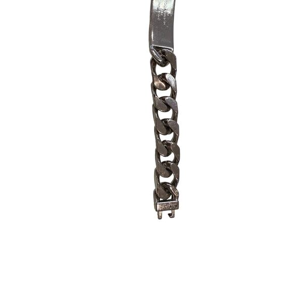 LOUIS VUITTON Monogram Chain Silver Bracelet*Engraved bracelet*8" - Picture 4 of 6